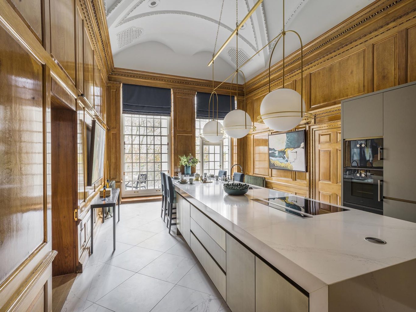 Complete refurb; Listed interior panelling and plaserwork.